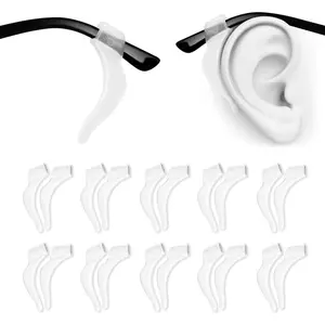 Soft  Eyeglass Ear Hooks, 10 Pairs of Non-Slip Eyeglasses Ear Grips for Glasses, Sunglasses, Reading Glasses