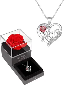 Heart Design Pendant Necklace As Gift, Hollow out Rhinestone Decor Necklace with Box, Fashion Dainty Jewelry Accessories for Women, Mother's Day Gifts, Gift Set for Mothers, Gifts for Her