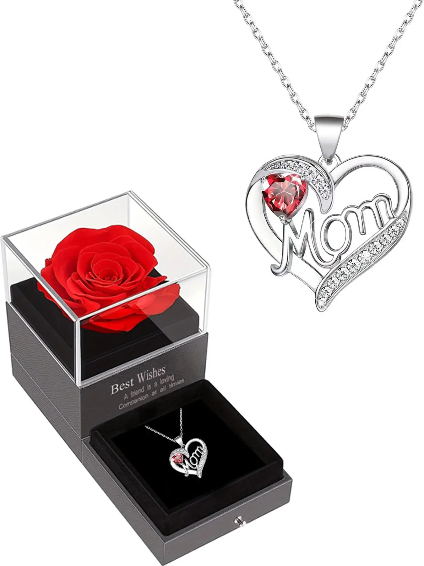 Heart Design Pendant Necklace As Gift, Hollow out Rhinestone Decor Necklace with Box, Fashion Dainty Jewelry Accessories for Women, Mother's Day Gifts