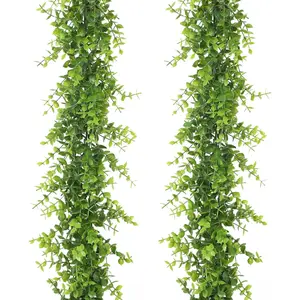 Eucalyptus Garland 2 Pack - 12FT Faux Greenery,  Hanging Garlands Wedding Backdrop Arch Wall Table Party Decor (Green)