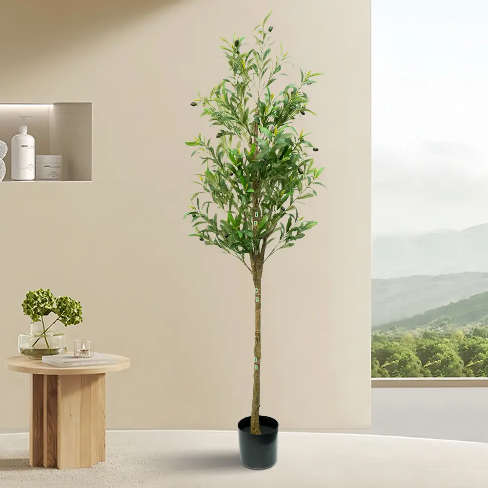 175cm Floor Faux Olive Tree - Fake Greenery Plants with Realistic Trunk & Foliage, Room Decor Addition for Indoor Home Office (Faux Olive Realism)