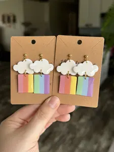 Pastel Rainbow Clouds | Handmade Clay Earrings