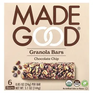 MadeGood Granola Bars, Chocolate Chip, 6 Bars, 0.85 oz (24 g) Each MadeGood Granola Bars, Chocolate Chip, 6 Bars, 0.85 oz (24 g) Each