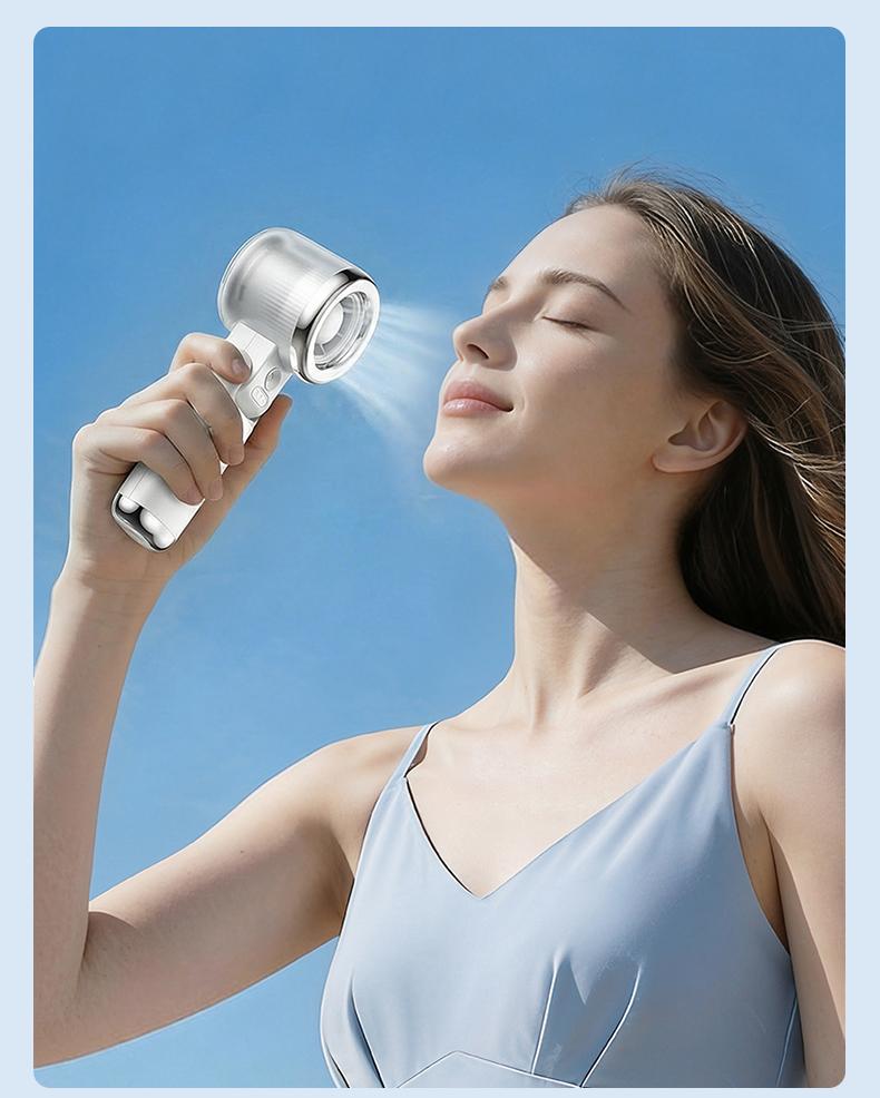 Handheld Mist Fan, Portable Rechargeable Cooling Fan with Water Spray, Personal Mini Fan for Face, Travel Beach Camping Outdoor Office Summer Fan