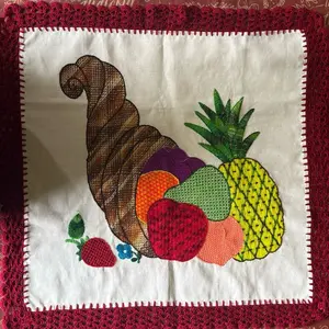 Colorful Table Cloth with Fruit and Cornucopia Design for Festive Dining