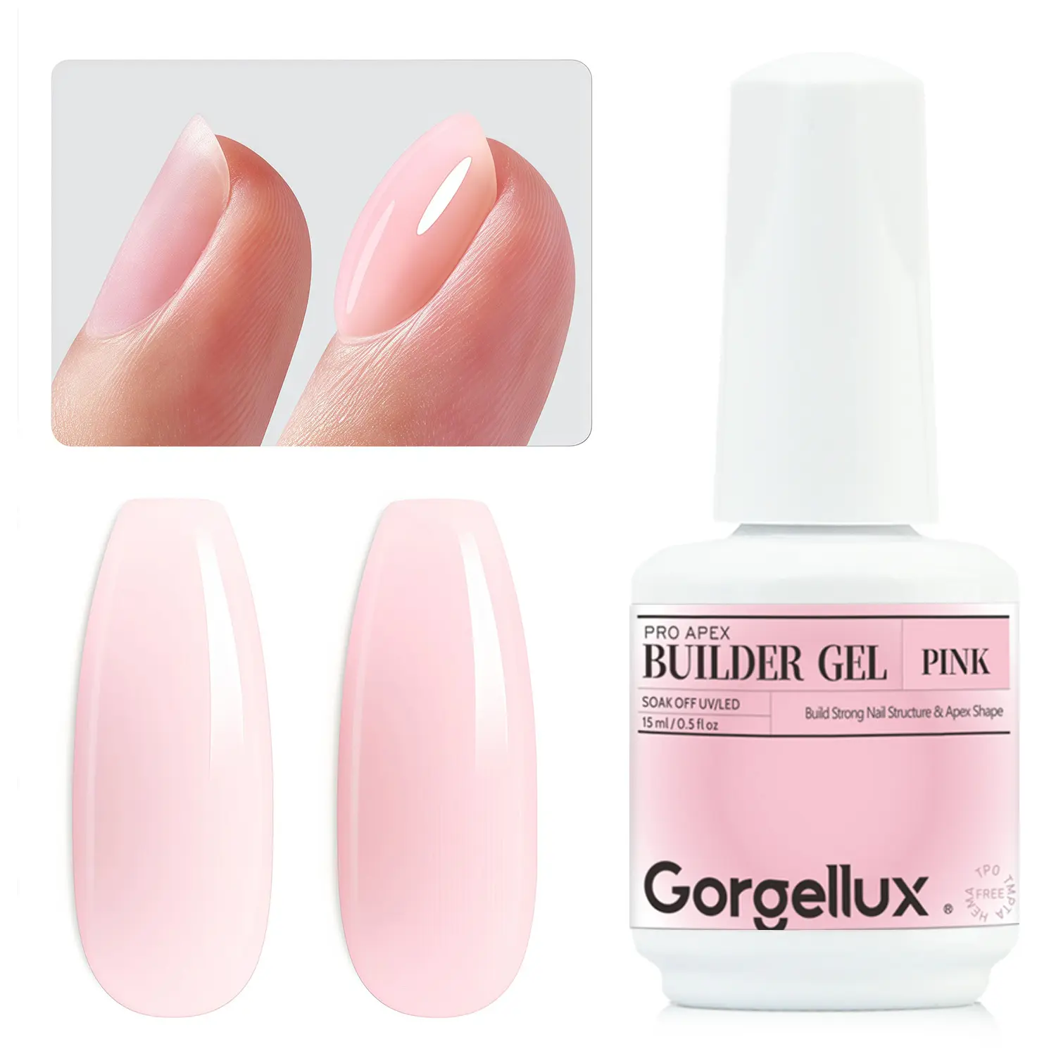 7-in-1 Builder Gel Nail Gel, Self-Leveling UV LED Gel for Base Coat, Nail Extension, Apex Building, Strengthening, Gap Fill, 15ml