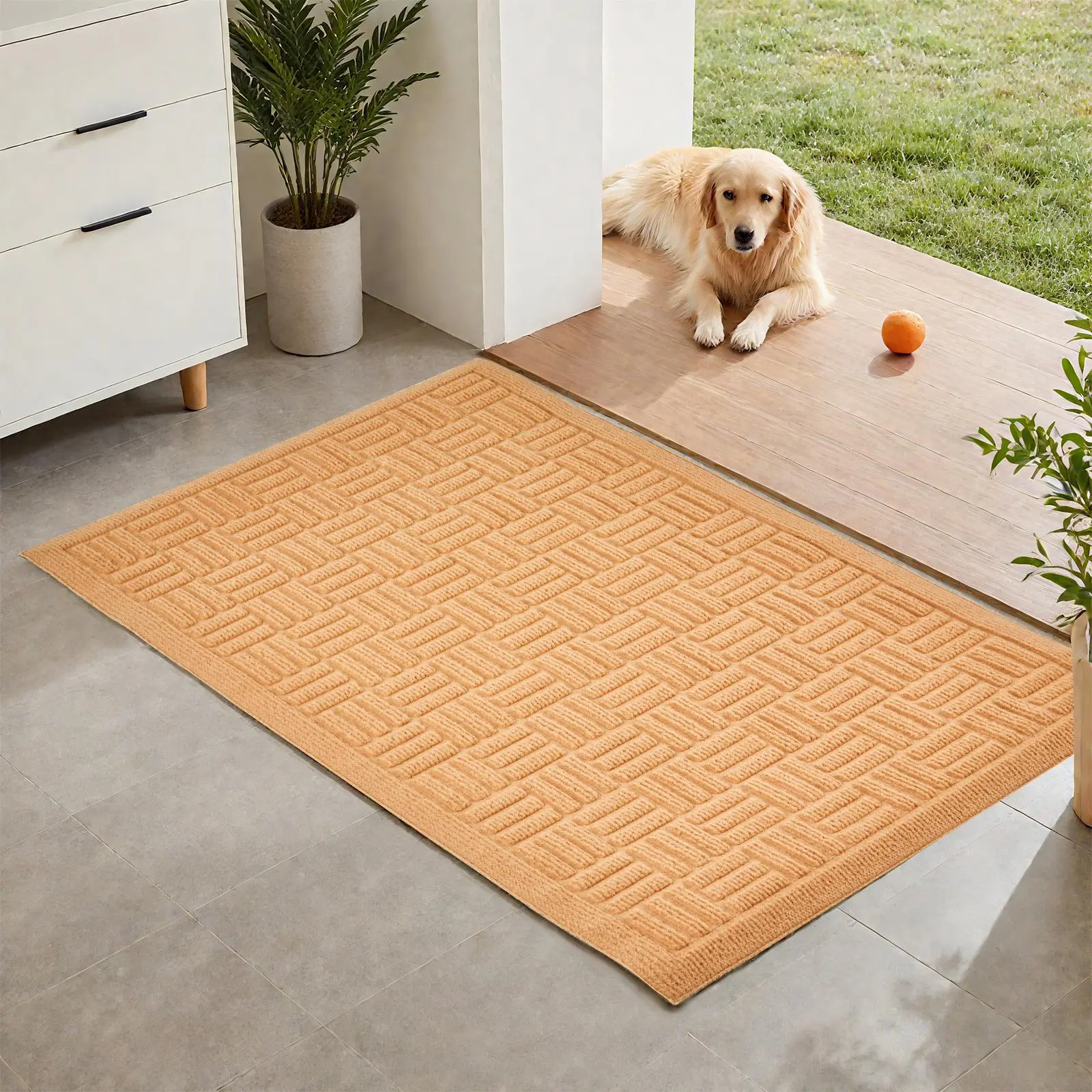 VEVOR Outdoor Door Mat, 29.53 x 17.72 inch, Non-slip Rubber Backing, Dustproof, Stain-resistant, Absorbent, Easy-to-clean, Low-profile Mat for Entryway, Patio, Beige#BackToSchool