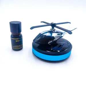 Car solar air freshener, helicopter aromatherapy solar dashboard rotating aromatherapy, car interior purifier, essential oil freshener diffuser (blue)