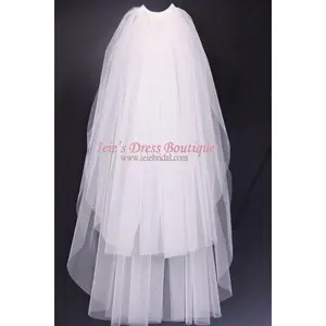 Plain Two-Tier Finger Tip Length Wedding Veil With Raw Edge VG1013