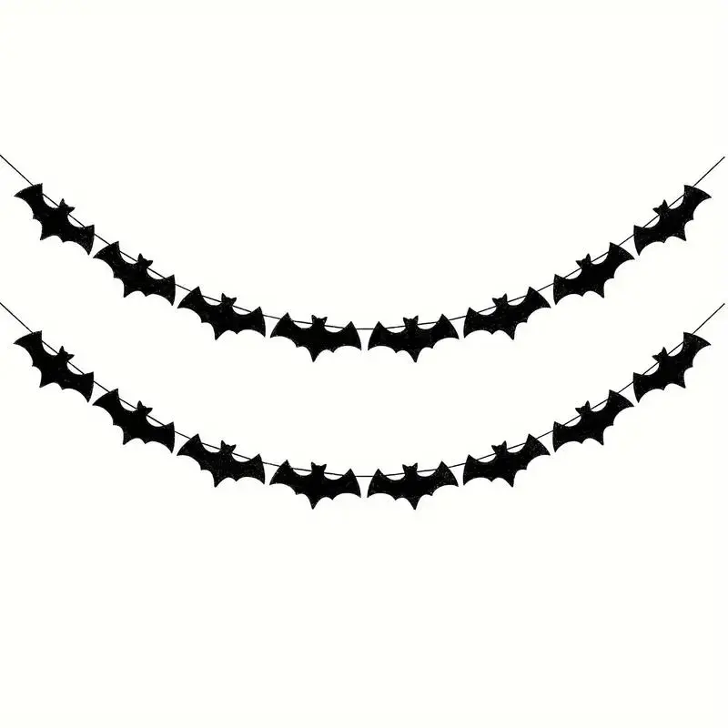Bat Garland Halloween Decorations, 2pcs 9.8ft Bat Banner for Indoor Outdoor Party Supplies, Spooky Haunted House Yard Decor