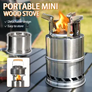 Portable Outdoor Stove Stainless Steel Dual Layer Fire Pit, Detachable Design Camping Picnic Backpack Grill, Home Fireplace