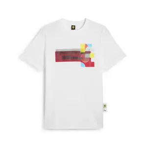 PUMA Mens Scuderia Ferrari Race Graphic Crew Neck Short Sleeve Casual Tops Casual - White