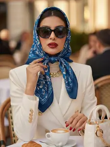 90x90cm Chiffon Scarf, Bohemian Style Headscarf, Paisley Pattern Summer Sun Protection, Unisex Daily Casual Accessory