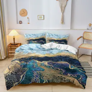 Marble Texture Printed Duvet Cover Set, Including Duvet Cover and 1/2 Coreless Pillowcase, Bedding Gifts That Blend Modern Style with Artistic Charm, Fashion Durable, Soft and Comfortable Bedding, Decorative Duvet Cover