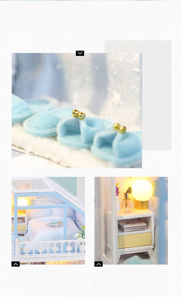 DIY Creative Attic Cottage — "Blue Serenity": A 3D Assembly Model. This makes for an exquisite birthday or holiday gift, as well as an ideal choice for crafting enthusiasts.