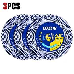 LOZLIN 3PCS 4.5" Mesh Turbo Diamond Cutting Blades - Dry Ultra Thin for Rock Slabs, Ceramic & Marble - Angle Grinder Blades for Cutting, Grinding & Sanding