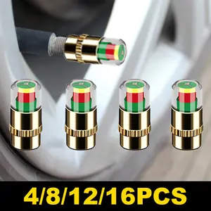 4/8/12/16 PCS Car Tire Pressure Monitor Valve Stem Caps, 2.4Bar 36PSI Tire Pressure Monitor Sensor Indicator, 3 Color Eye Alert Tire Pressure Monitor Valve Caps with Pressure Gauge, Fit for Most Cars