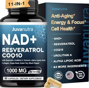 NAD Supplement 11-in-1 Extra Strength – Liposomal NAD with Resveratrol, CoQ10, Urolithin A, ALA & Turmeric – Supports Anti-Aging, Cellular Repair, Energy & Focus – for Women & Men – 60 Capsules