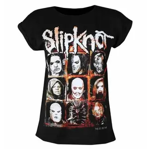 Women's T-Shirt Slipknot The End So Far Group Squares Graphic Tee Black Metal Band Shirt