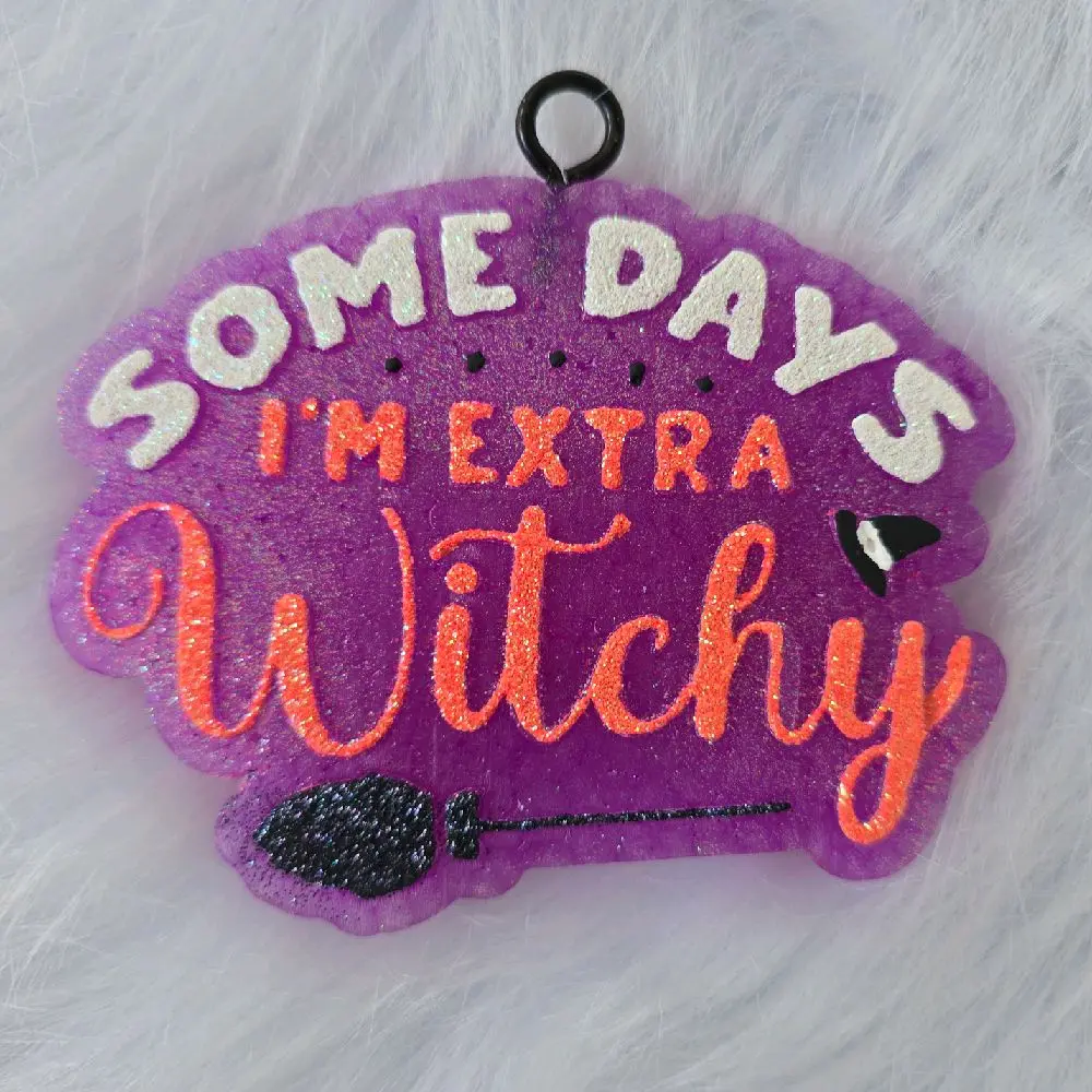 Extra Witchy Car Freshie - Purple Glitter Design with "SOME DAYS I'M EXTRA Witchy"
