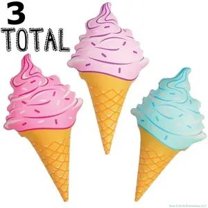 🍦 Jumbo Inflatable Ice Cream Cones – Set of 3 (36")