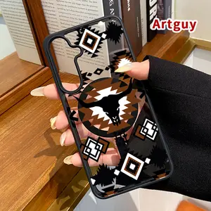 Magnetic Phone Case for Samsung Galaxy S24 Plus S25 Ultra S23 FE Ultra S22+ Aztec Inspired Pattern Pattern TPU Durable Shockproof Anti-Scratch Stylish Smartphone Cover