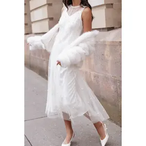 Yulia Pearl Midi Dress - Ecru