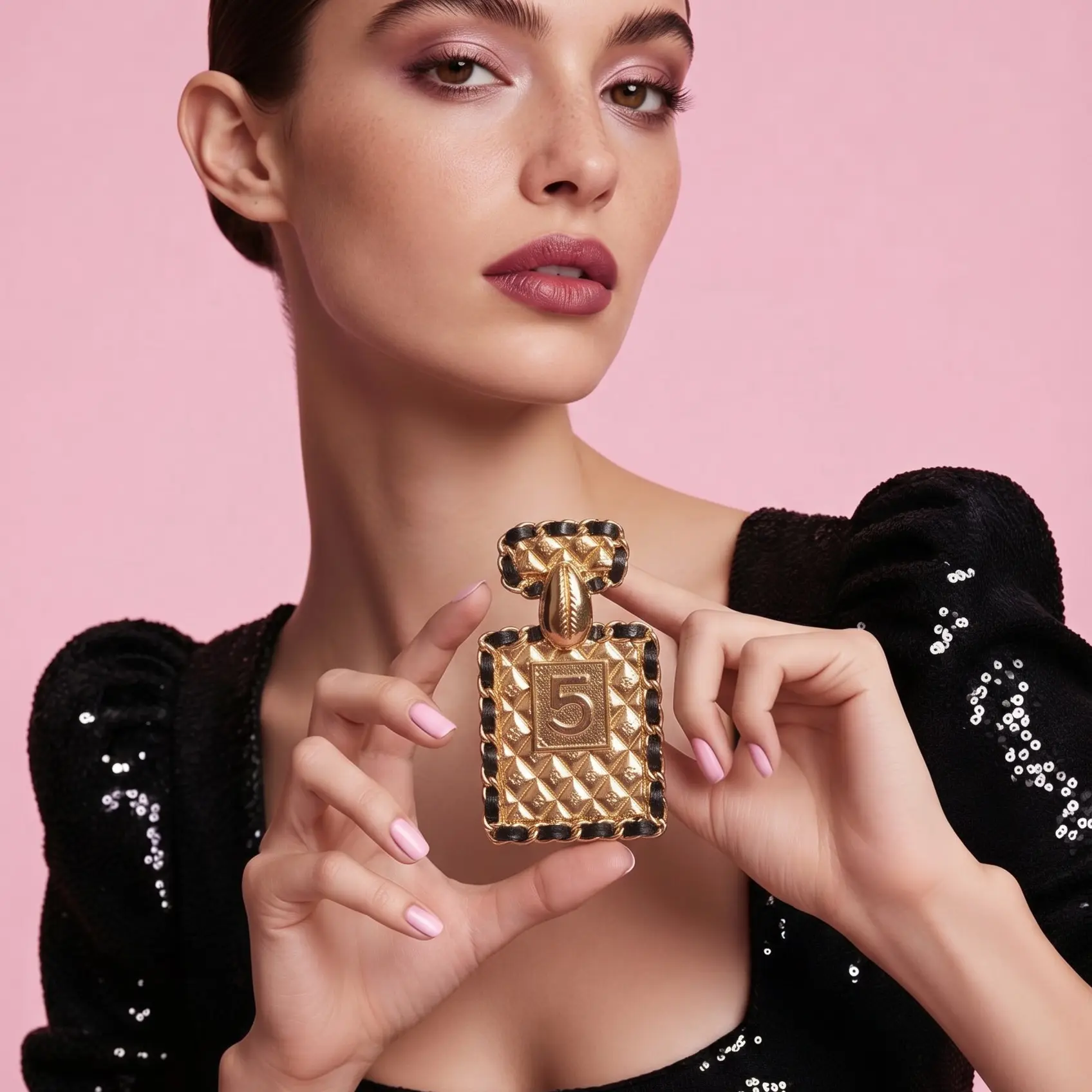 Pre-owned CHANEL Metal Bag Accessories Gold Plated Bottle Charm Brooch Fall 2023