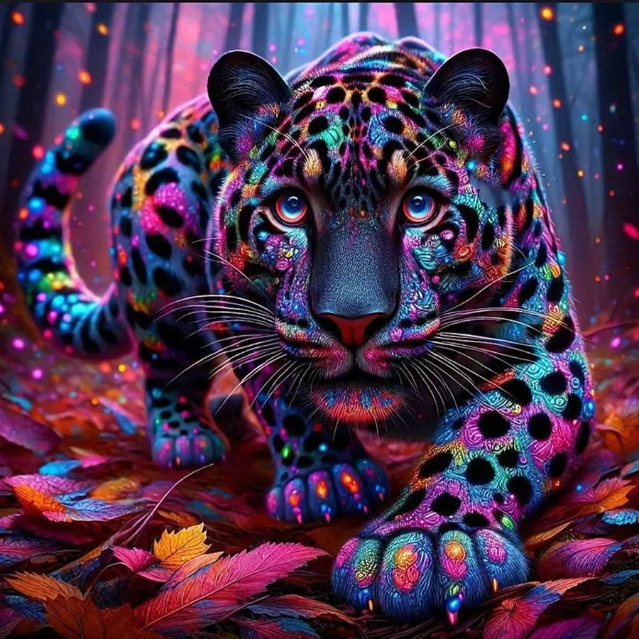 5D DIY Diamond Arts Colorful Painting Kit, Lion Pattern Round Diamond Arts Colorful Painting, DIY Decorative Art Handicraft Picture for Beginner, Diamond Painting Kits