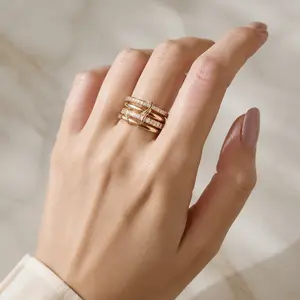 Interlocking Full-Diamond Zirconia  Multi-Element set rings