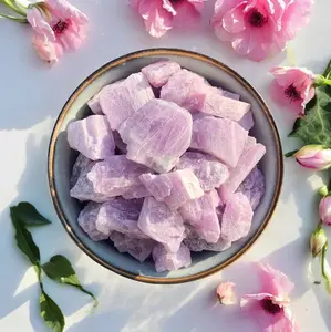 Natural Raw Kunzite Chunks Rough Rocks Healing Chakra Crystal Mineral Specimens DIY Crystal Stone(3 Pieces)