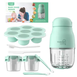 Wonder Living Baby Food Making Set 8-Piece 316 Stainless Steel Blades 8-in-1 Processor Blender Container for Fruits Vegetables Meat Green