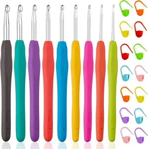 Summer Spring Father’s Day Gift  23 PCS Crochet Hooks, Ergonomic Handle Crochet Hooks Set for Arthritic Hands, Comfortable Smooth Crochet Needles Extra Long