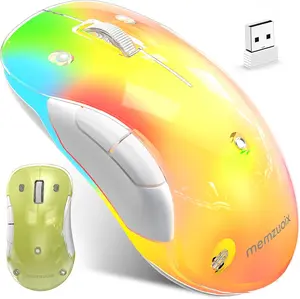 Halokin 2.4G LED Wireless Gaming & Office Mouse for Women, Rechargeable Ergonomic 1200 DPI Mouse with USB Receiver, 5 Buttons, Aesthetic Desk Setup, Back to School & Gift