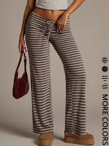 Women's Casual Striped Loose Long Pants, Comfortable and Stylish, Perfect for Daily Wear, Ladies Fashion Bottoms, Casual Fitted Trousers