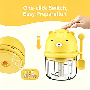 Cartoon Bear Garlic Masher, Wireless Mini Household Garlic Blender