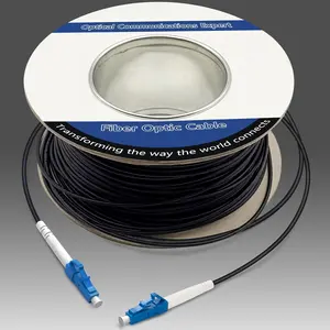 100 Meters LC to LC Outdoor Armored Simplex Fiber Patch , Single Mode Fiber Optic  Jumper Optical Patch Cord, 9/125um, (OS1/OS2 Compatible), Low Friction LSZH Black