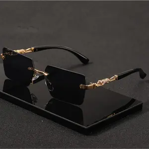 2026 Unisex Rimless Rectangle Sunglasses Fashion Small Square Frameless Shades Lightweight Stylish Sun Glasses for Beach Vacation Travel & Daily Wear