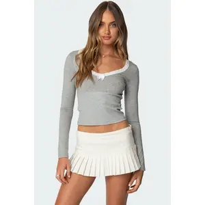 Shayni Lace Trim Long Sleeve Top