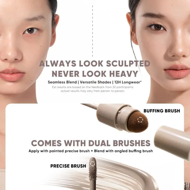 Contour Stick Cool Toned Contour Liquid Bronzer (01 Gray Brown) | Liquid Nose Contour Stick, Travel Size Cream Contour, Long Lasting Korean Makeup, Natural Matte Finish