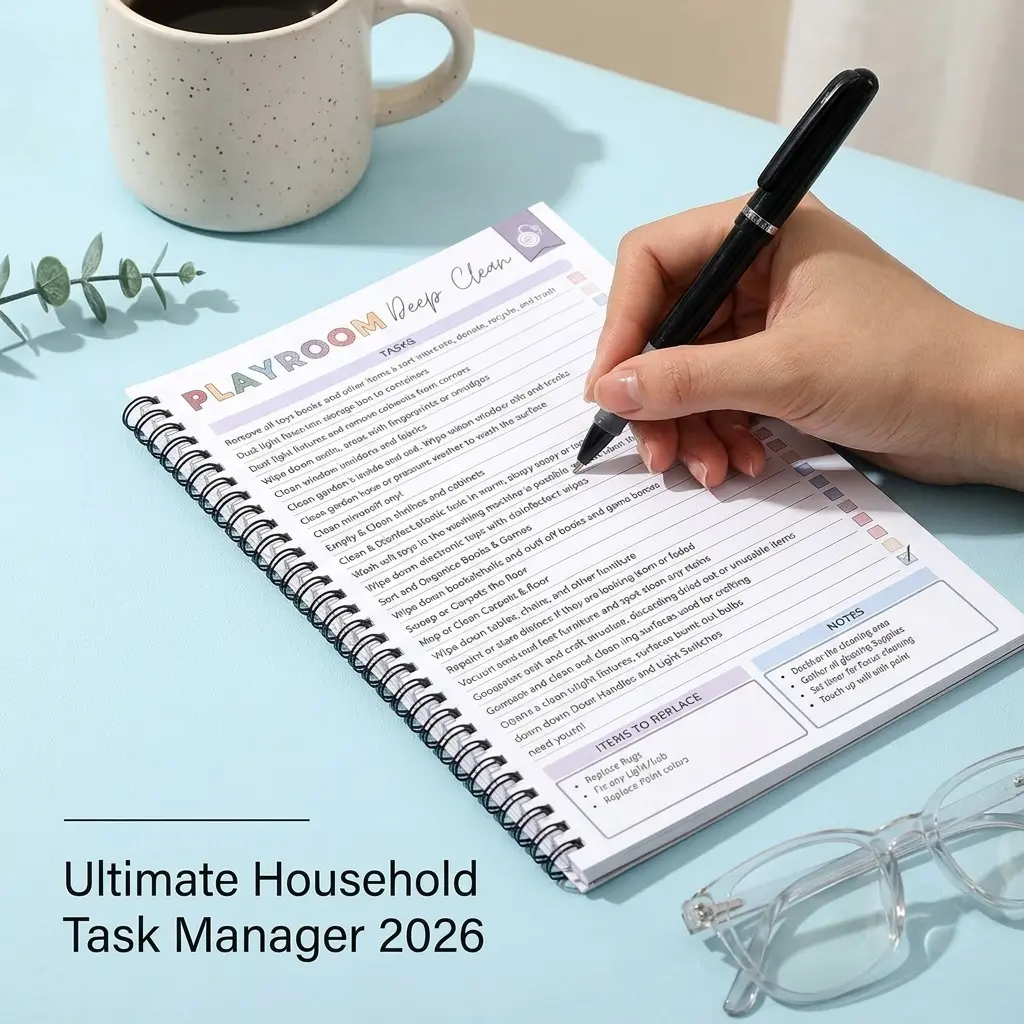 Cleaning Planner (Spiral Bound) - Color-Coded Cleaning Schedule, Daily/Weekly/Monthly/Yearly Organizer, Housework Checklist, Productivity Planner And Cleaning Record Book for Home, Office, Housewives, And Moms, Durable Cover Design