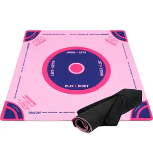 Pink & Blue Mahjong Mat (31.5"X31.5") with Black Carrying Bag, Anti-Slip, Noise-Reducing Mahjong Mat for Table, Board Games, Tile Games and Cards