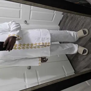 Men's African Kaftan Set, Long Sleeve Embroidered Luxury Elegant Kurta Suit, Party Wedding Holiday Muslim Men, 2 Piece Set