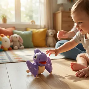 Wind Up Pterodactyl Dinosaur Toy for Kids, Cute Crawling Baby Toy, Funny Interactive Toy for Toddlers 18M+