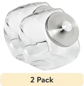 (2 pack) Silver Glass with Lid Penny Candy Glass Jar