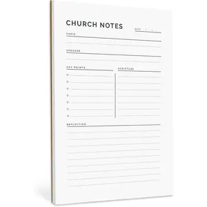 Church Notes Notepad 5.5 x 8.5   Notepad, Sermon Christian Worship Study Guide, Religious Teaching Tool. 50  off sheets
