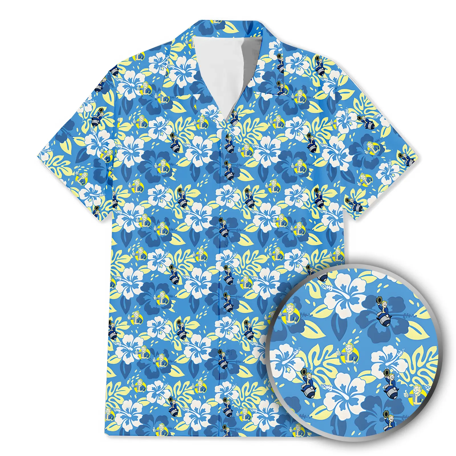 Fallout Nuclear Floral Summer_ Hawaiian Shirt, Hawaiian Aloha Shirts, Summer Gift for Him, Vintage Hawaii Beach Shirt, Aloha Shirt,greatwave Shirt