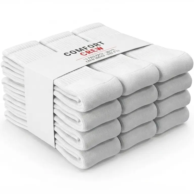 12 pack Crew socks for women and men cushioned long socks cotton