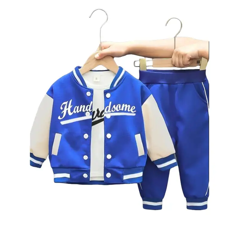 BABICOLOR Boys' Baseball Suit English Letter Three Piece Set for Spring & Autumn Fashion Casual Sports Athletic Toddler Youth Kits RJ 144475 Cotton Blend Jacket Vest Pants