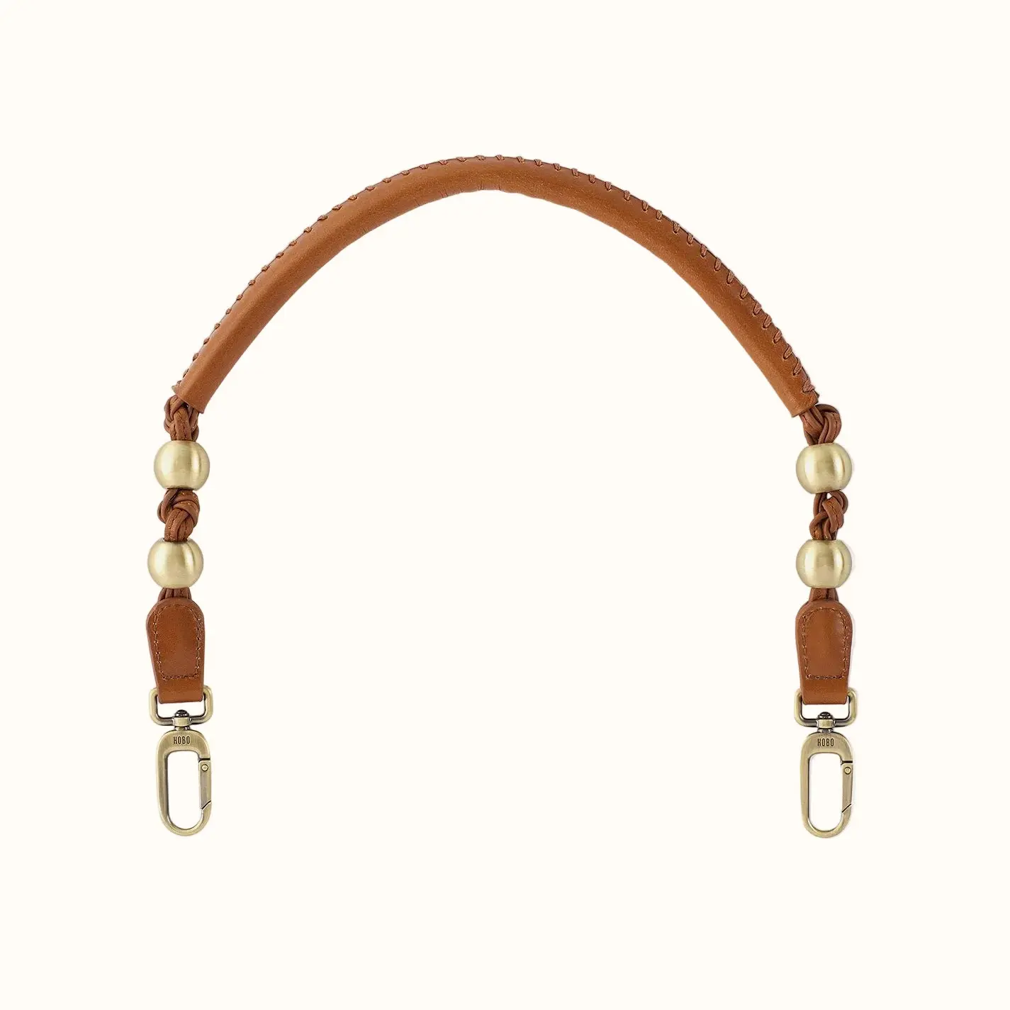 HOBO Polished Leather Tambourine Design Bag Strap - Truffle, Clip-On Clasp, Rock n' Roll Style, Freedom Vibe, Quick Release Attachment, Removable